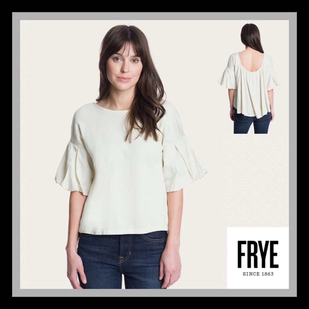 Frye Flutter Sleeve Woven Top Natural - Picture 8 of 9